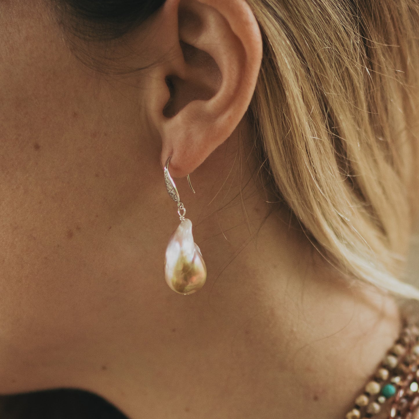 Amosa - Freshwater Pearl Baroque Drop Earrings