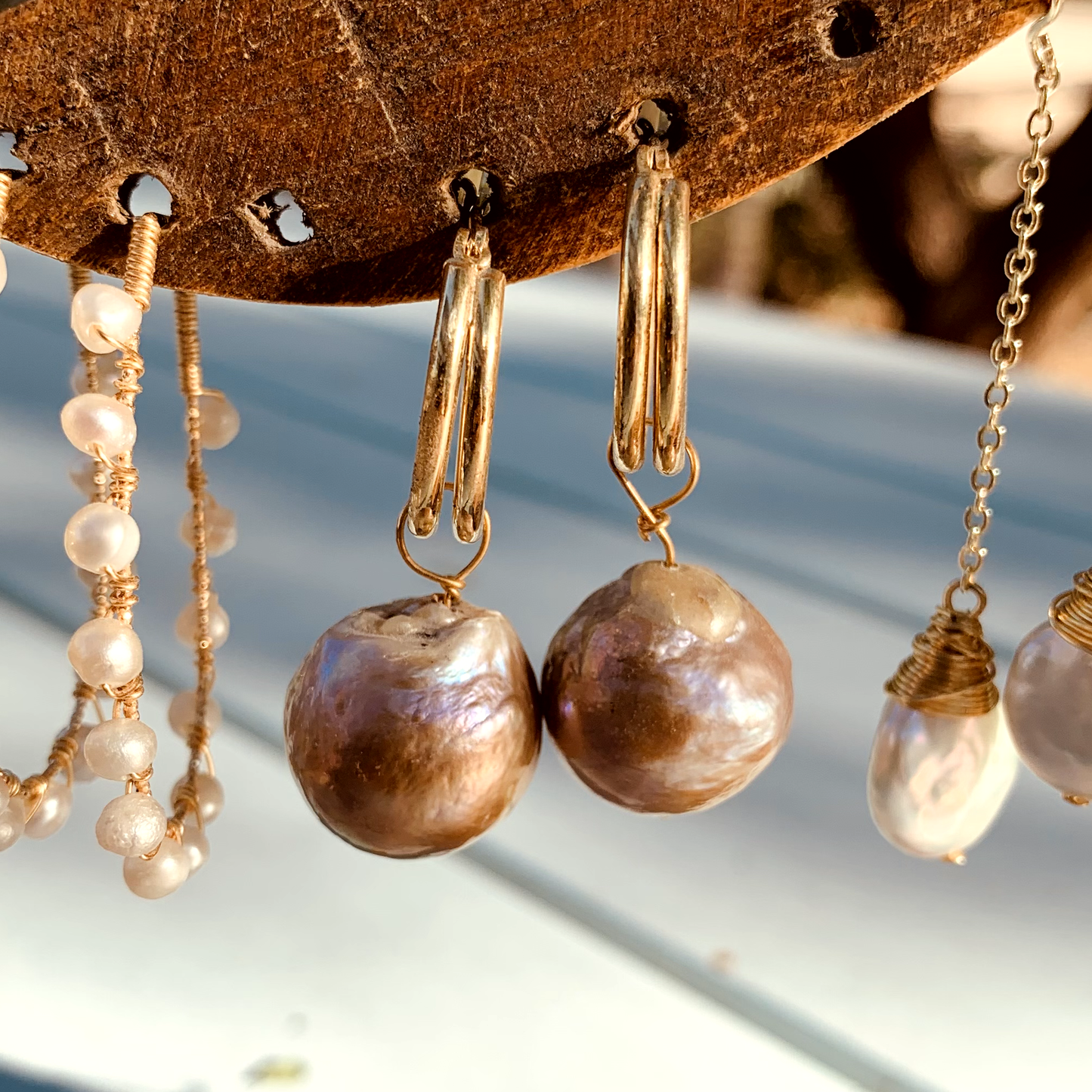 Hydra - Gold-Tone Freshwater Pearl Baroque Hoop Earrings