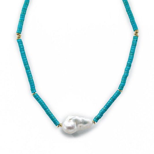 Jessica - Colored Beads and Freshwater Pearl Baroque Necklace