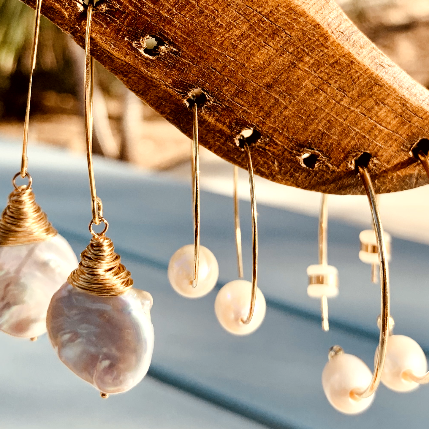 Kiana - Gold-Tone Freshwater Pearl Hoop Earrings