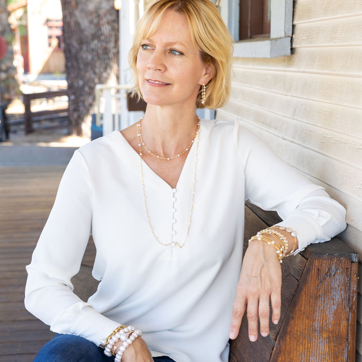 Kim - Gold-Tone Petite Paperclip Freshwater Pearl Necklace