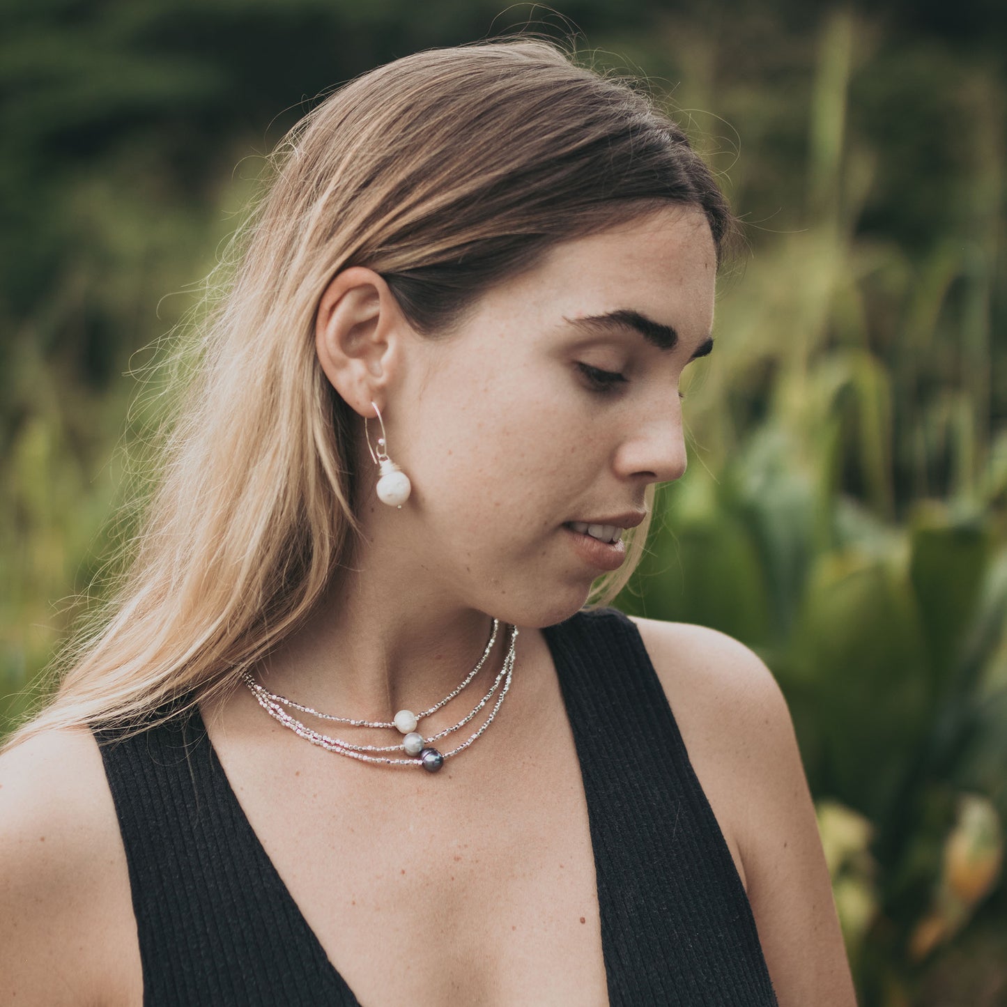 Lani - Silver-Tone Wire-Wrapped Freshwater Pearl Dangle Earrings