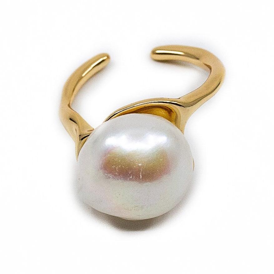 Lucia - Gold-Tone Freshwater Pearl Adjustable Ring