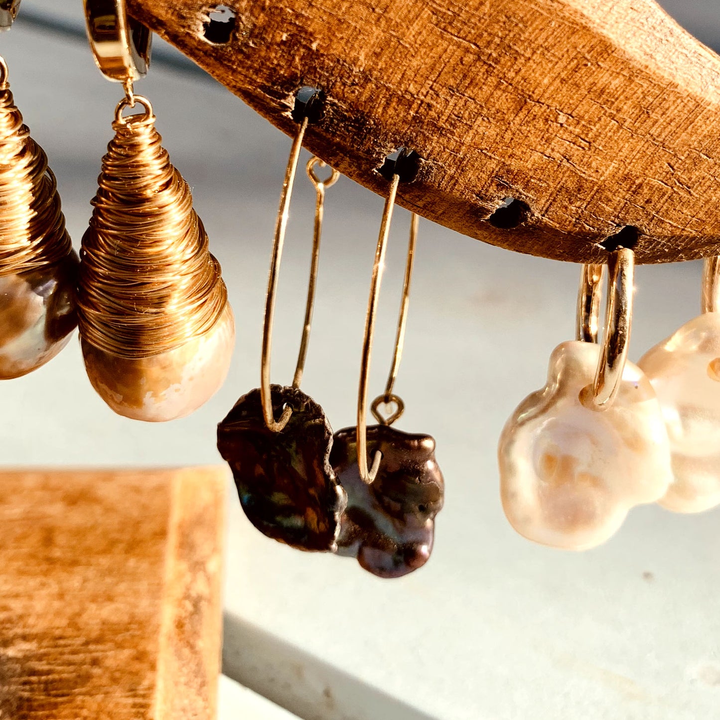 Mahal - Gold-Tone Freshwater Pearl Keshi Hoop Earrings