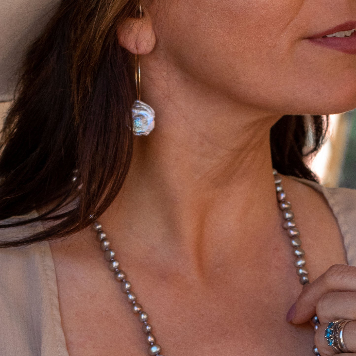 Mahal - Gold-Tone Freshwater Pearl Keshi Hoop Earrings