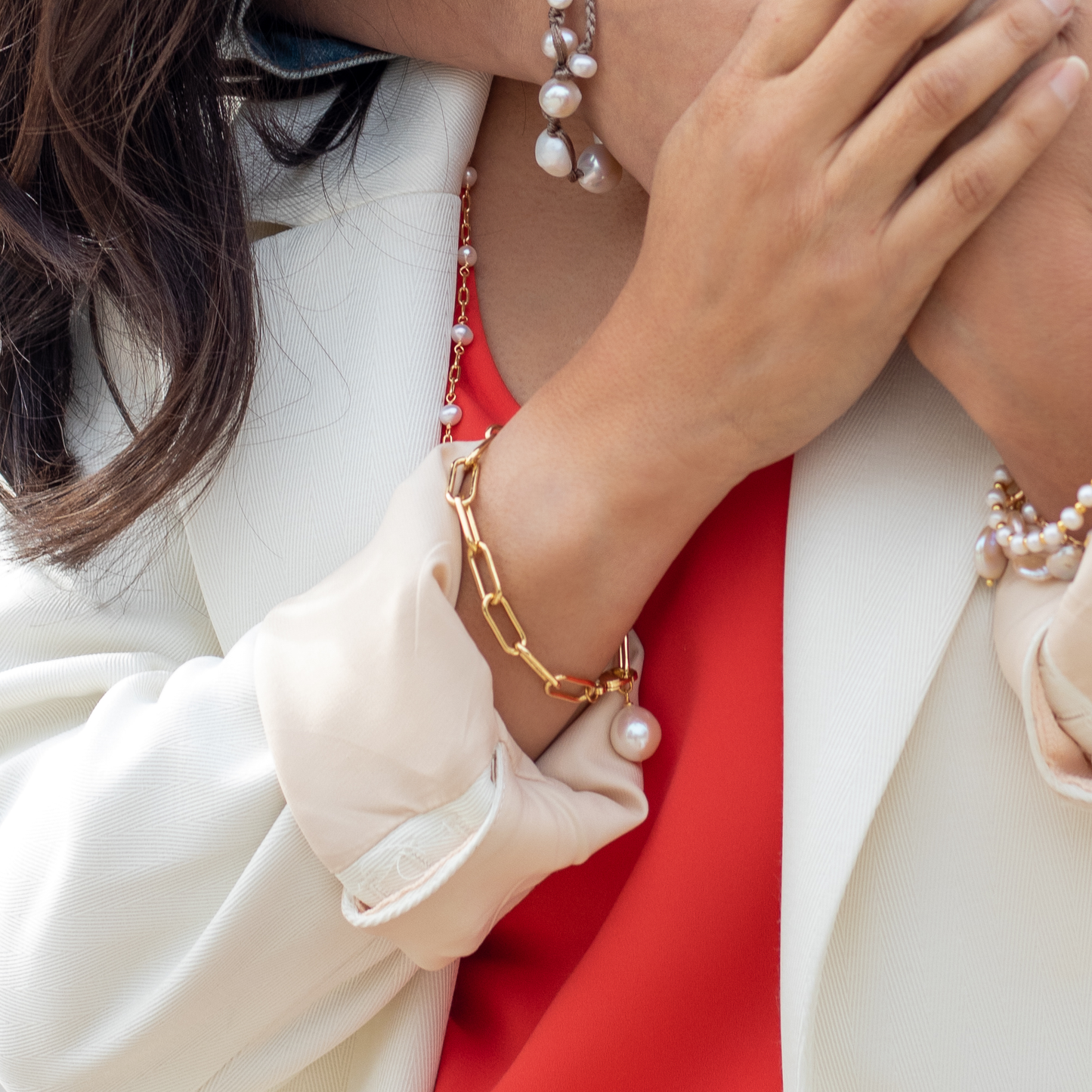 Como - Paperclip Freshwater Pearl Bracelet