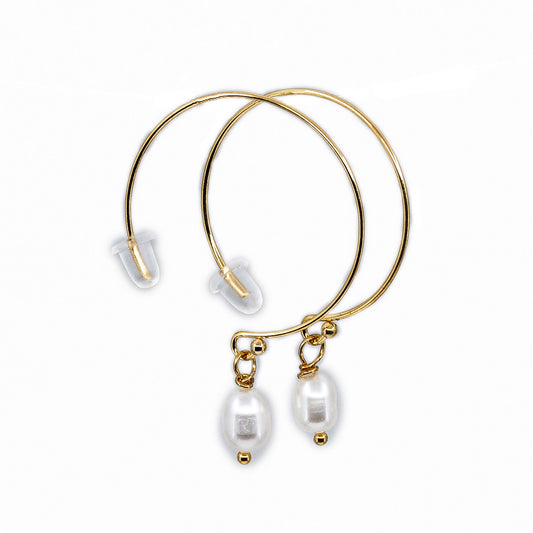Mele - Gold-Tone Hoop Freshwater Pearl Earrings