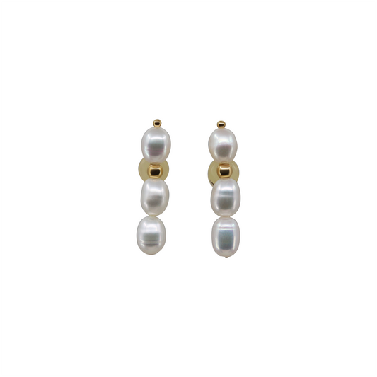 Mikala - Gold-Tone Beads and Freshwater Pearl Drop Earrings