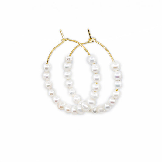 Nalani - Gold-Tone Freshwater Pearl Hoop Earrings