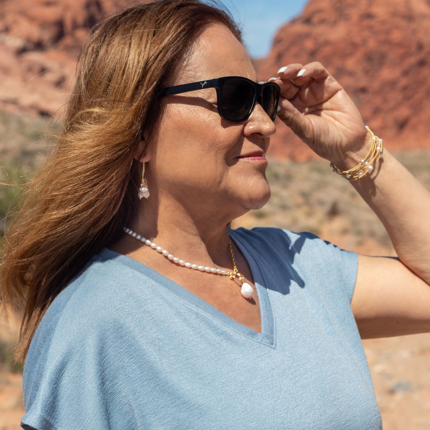 Rayna - Gold-Tone Chain and Freshwater Pearl Necklace