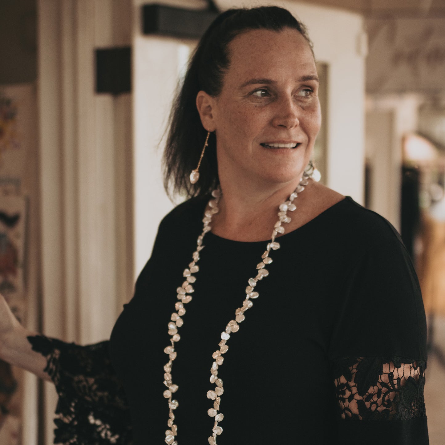 Roselani - Freshwater Pearl Keshi Dangle Earrings