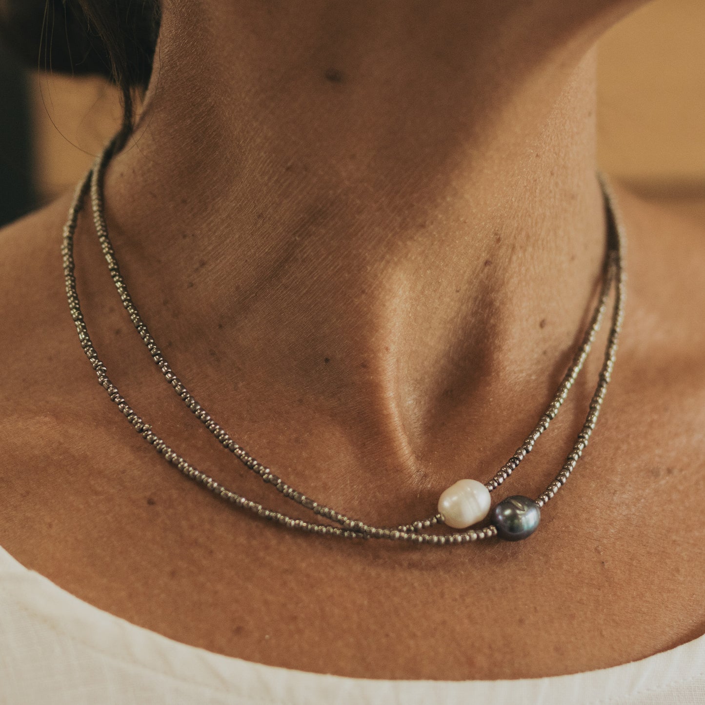Sierra - Seed Bead and Freshwater Pearl Necklace