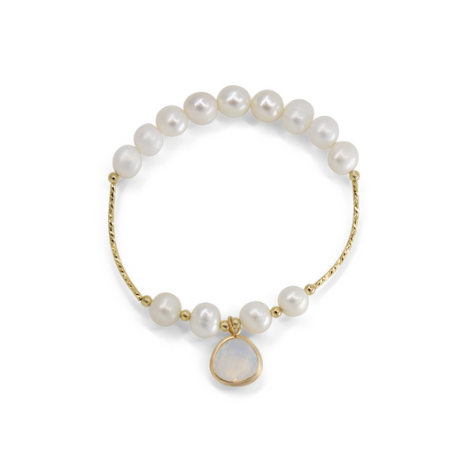 Valencia - Gold-Tone Freshwater Pearl Stretch Bracelet