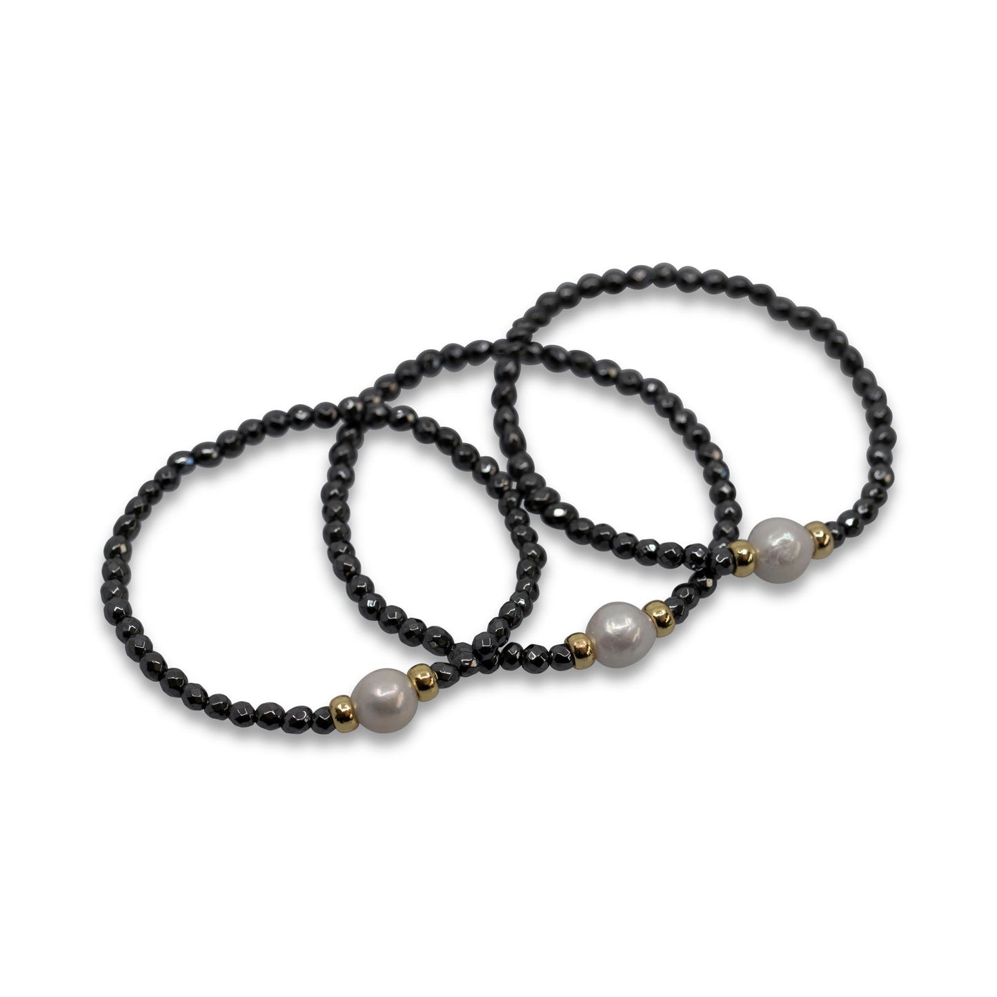 Andaman - Hematite and Freshwater Pearl Stretch Bracelet