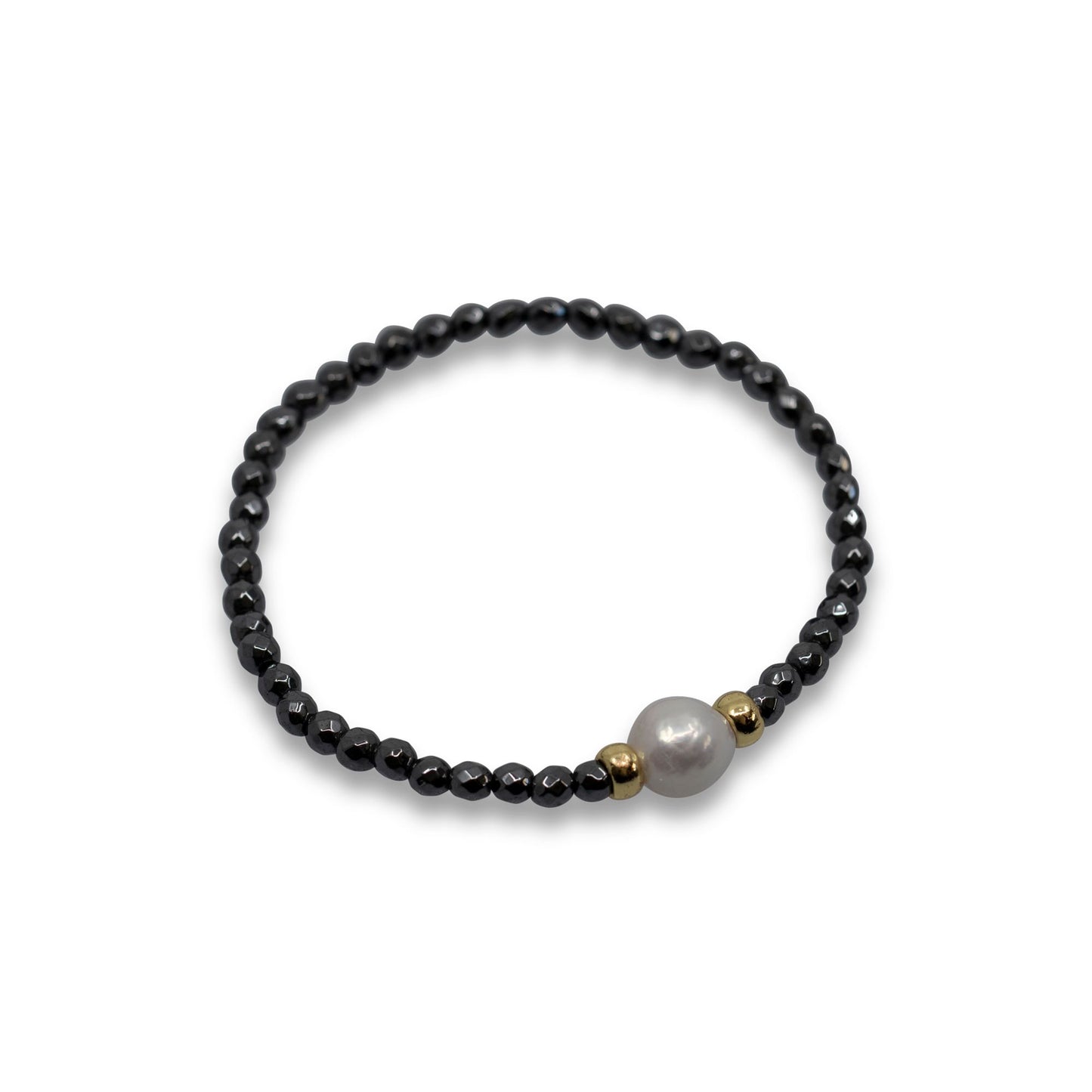 Andaman - Hematite and Freshwater Pearl Stretch Bracelet