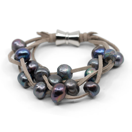 Bengal - Freshwater Pearl Suede Multi-Layer Bracelet