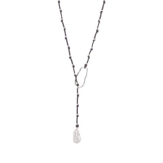 Carina - Adjustable baroque pearl necklace (Grey)