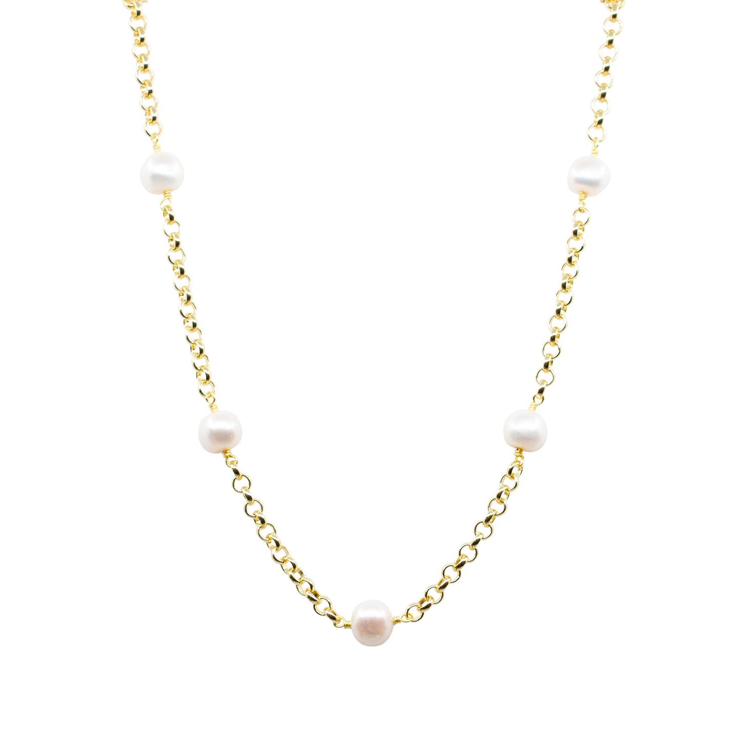 Rhoda - Gold-Tone Chain and Freshwater Pearl Necklace