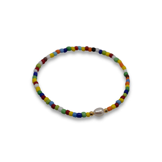 Congo - Seed Bead and Freshwater Pearl Stretch Bracelet