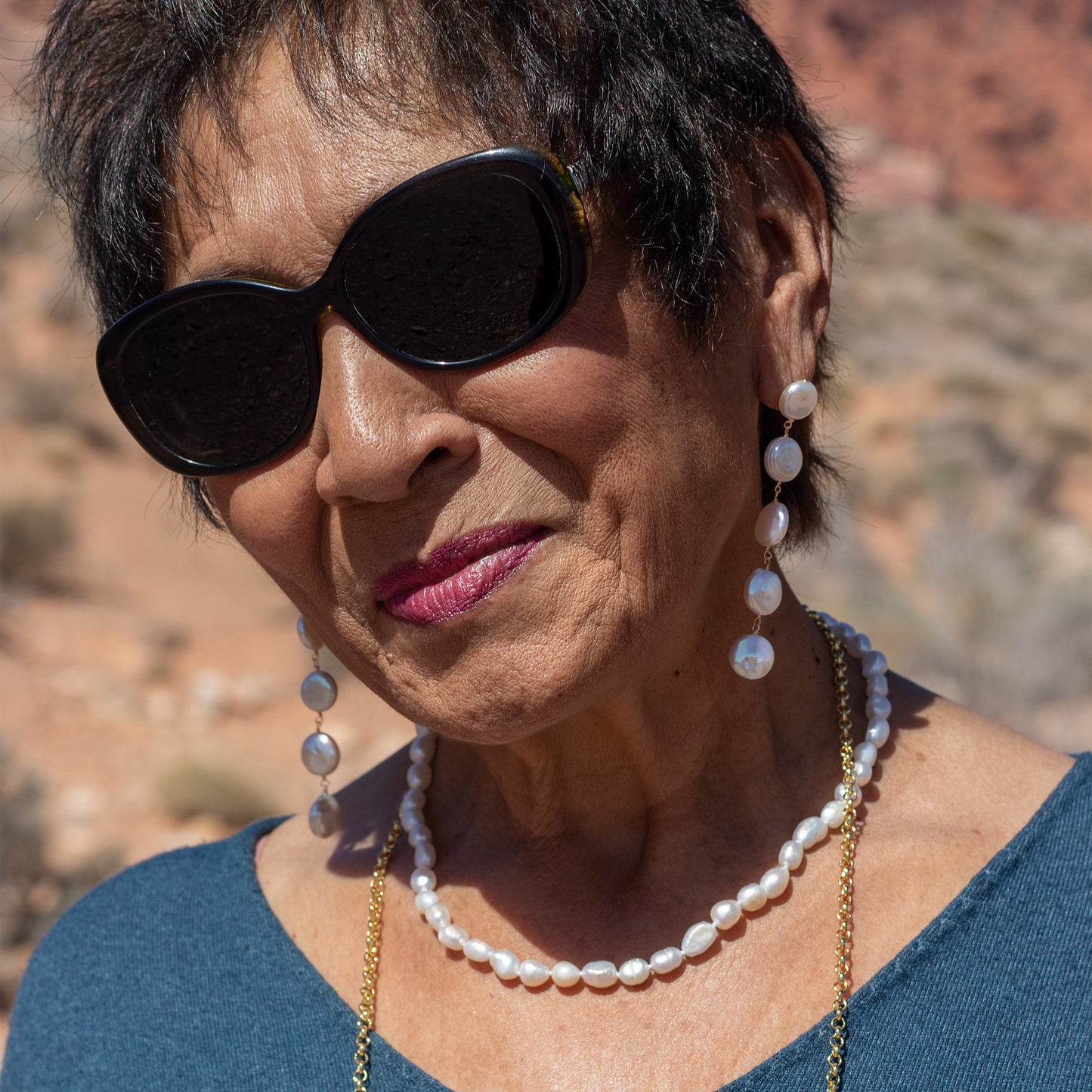 Jacque - Long Freshwater Pearl and Gold-Tone Chain Lariat