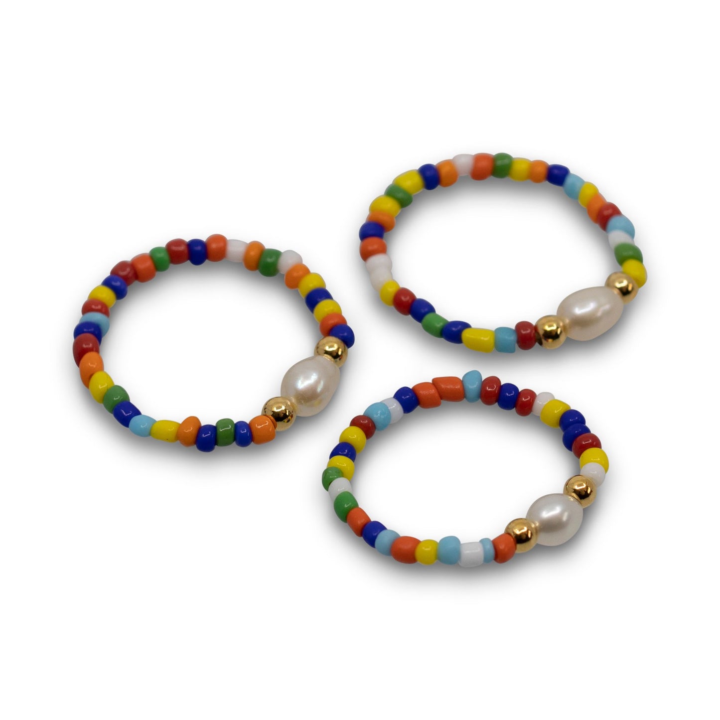 Lola - Seed Bead and Freshwater Pearl Stretch Ring