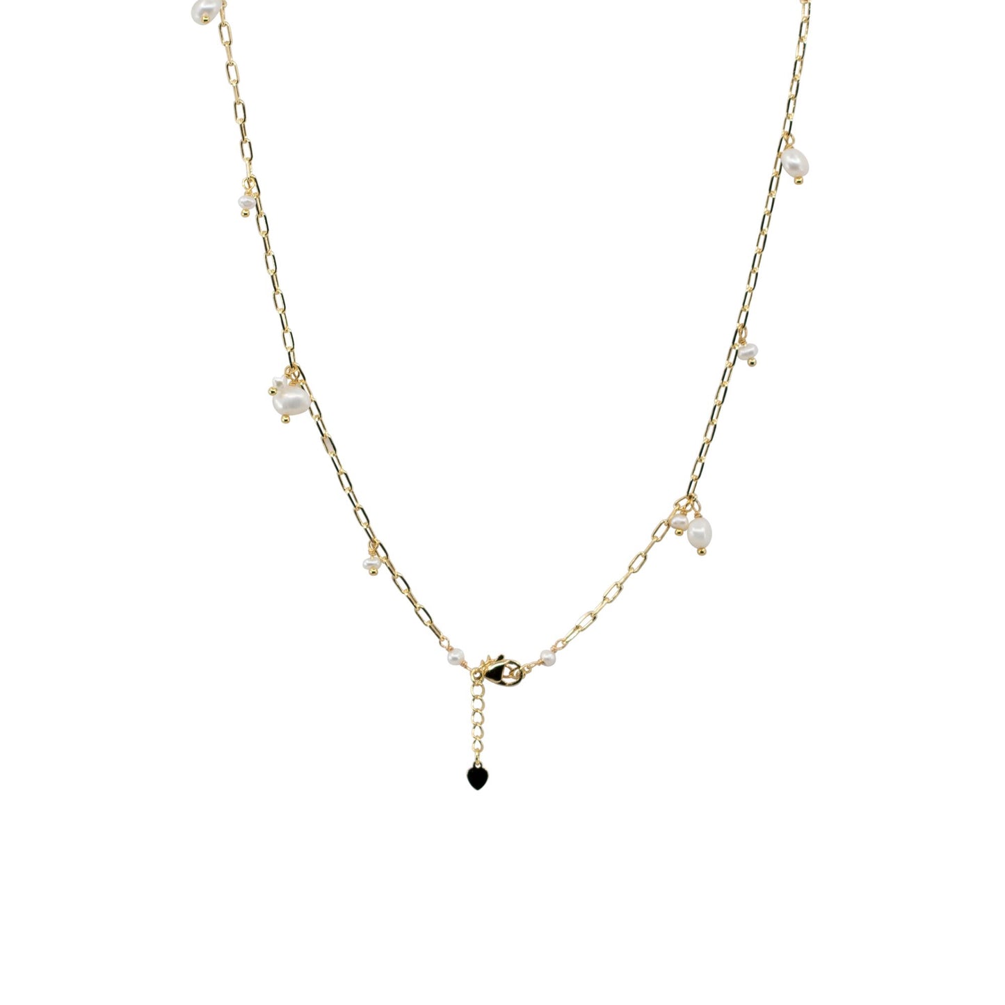 Sandy - Long Gold-Tone Petite Paperclip Freshwater Pearl Necklace