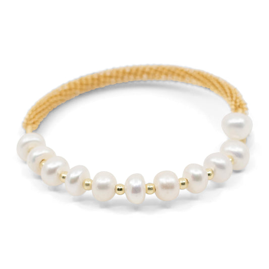 Victoria - Gold-Tone Chain and Freshwater Pearl Bracelet