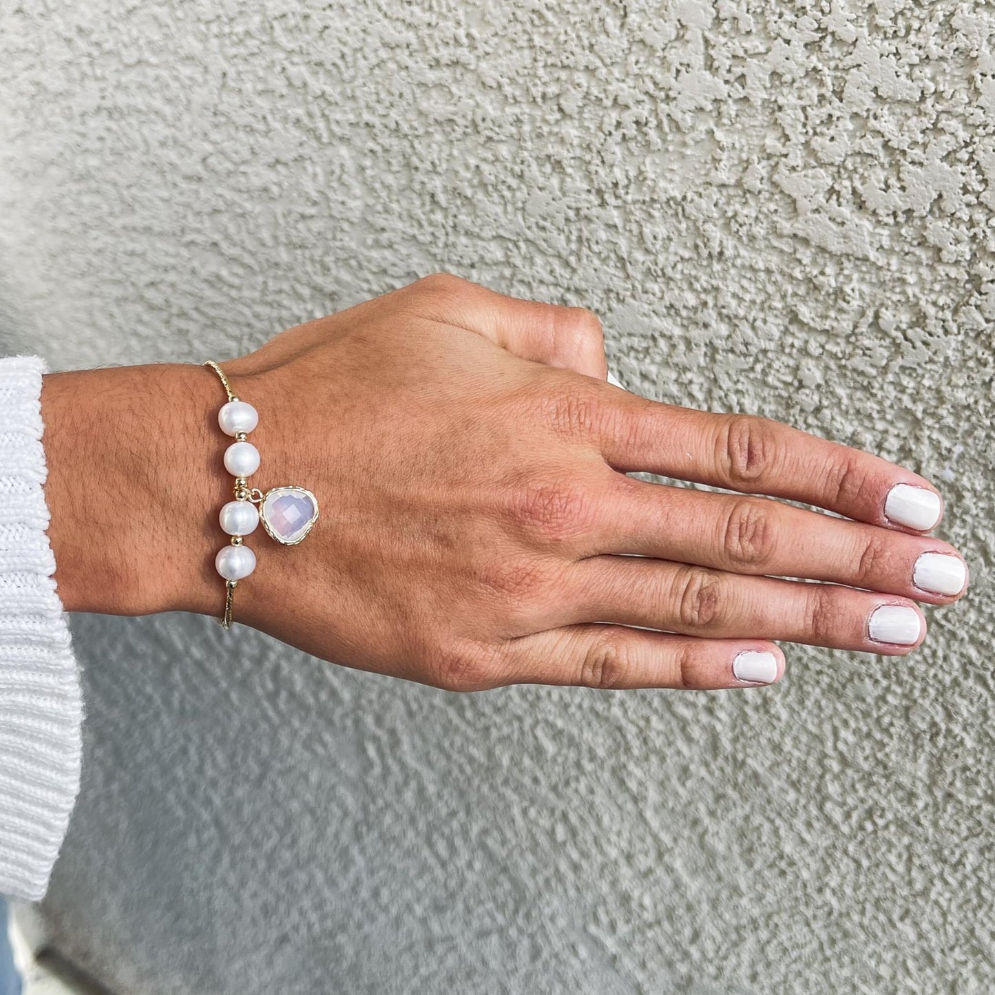 Valencia - Gold-Tone Freshwater Pearl Stretch Bracelet