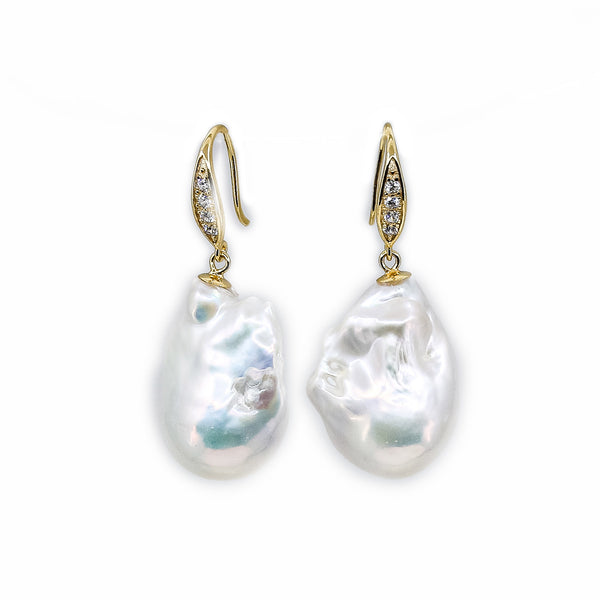 Amosa - Freshwater Pearl Baroque Drop Earrings - The Freshwater