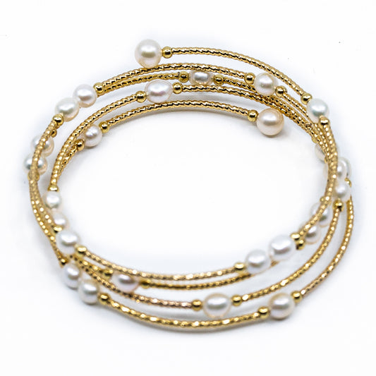 Anambra - Gold-Tone and Freshwater Pearl Wrap Bracelet