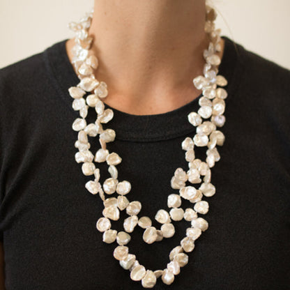 Anna - Long Freshwater Pearl Keshi Necklace