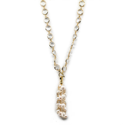 Becky - Long Gold-Tone Metal and Crystal Necklace