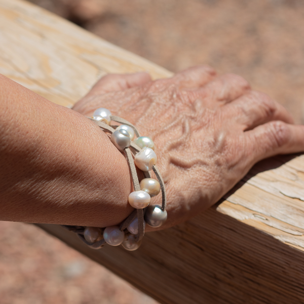 Bengal - Freshwater Pearl Suede Multi-Layer Bracelet
