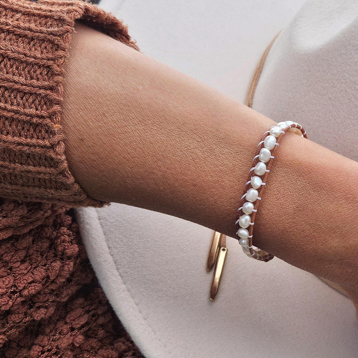 Niari - Freshwater Pearl Leather Bracelet