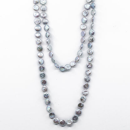 Carmen - Long Freshwater Pearl Coin Necklace