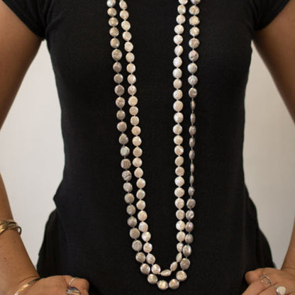 Carmen - Long Freshwater Pearl Coin Necklace