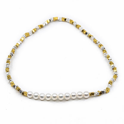 Caspian - Freshwater Pearl and Sterling Silver Stretch Bracelet