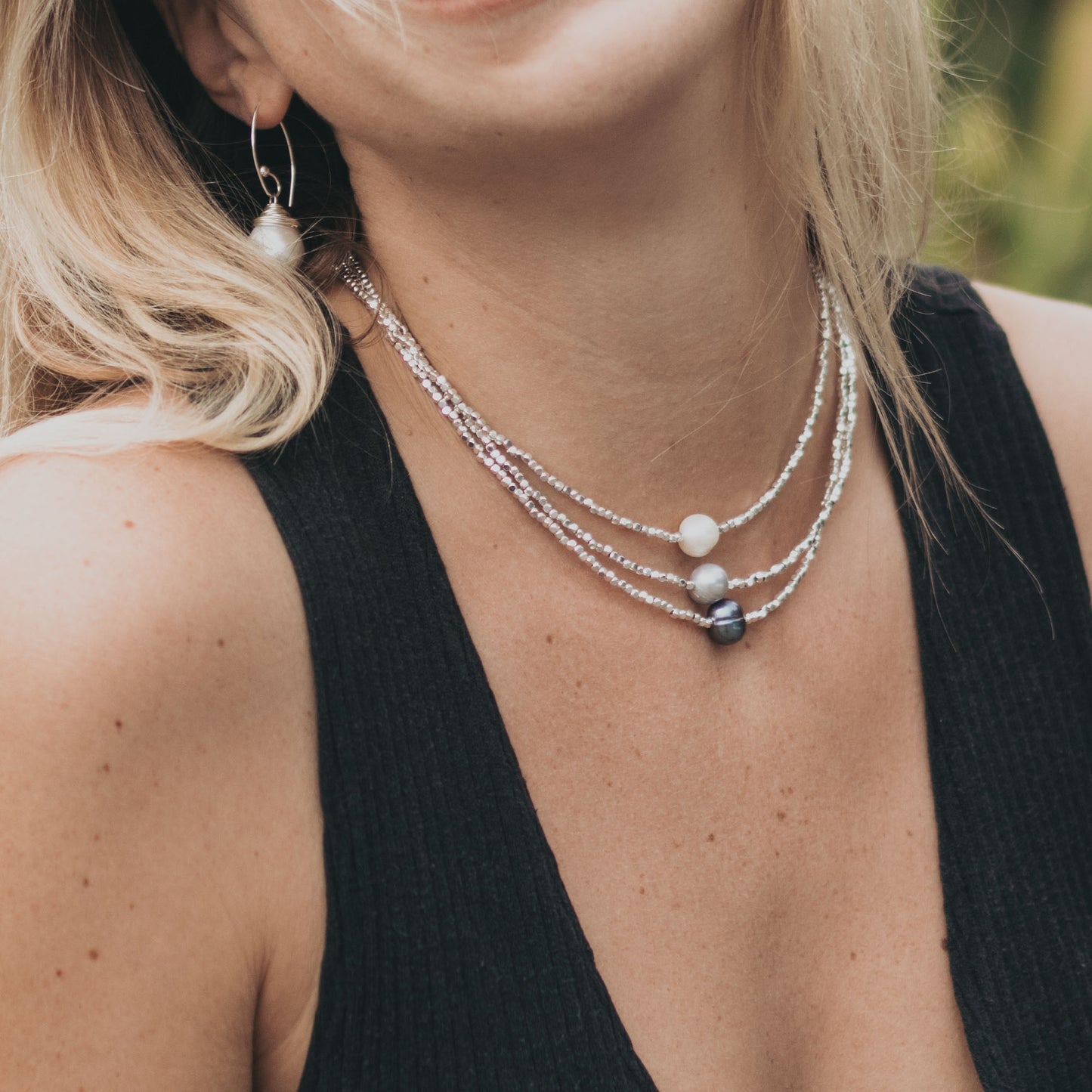 Charlotte - Silver-Tone Bead and Freshwater Pearl Necklace