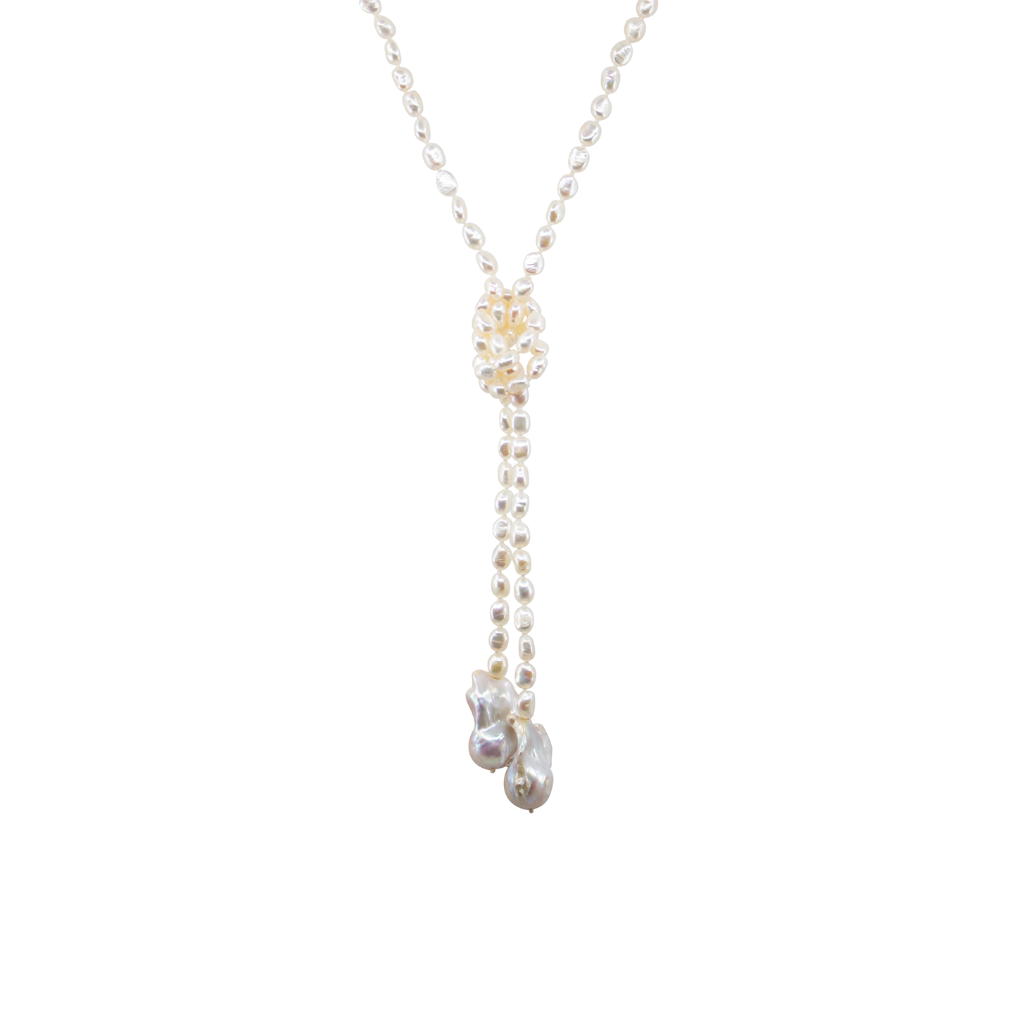 Denise Necklace (White Pearls, Tie)