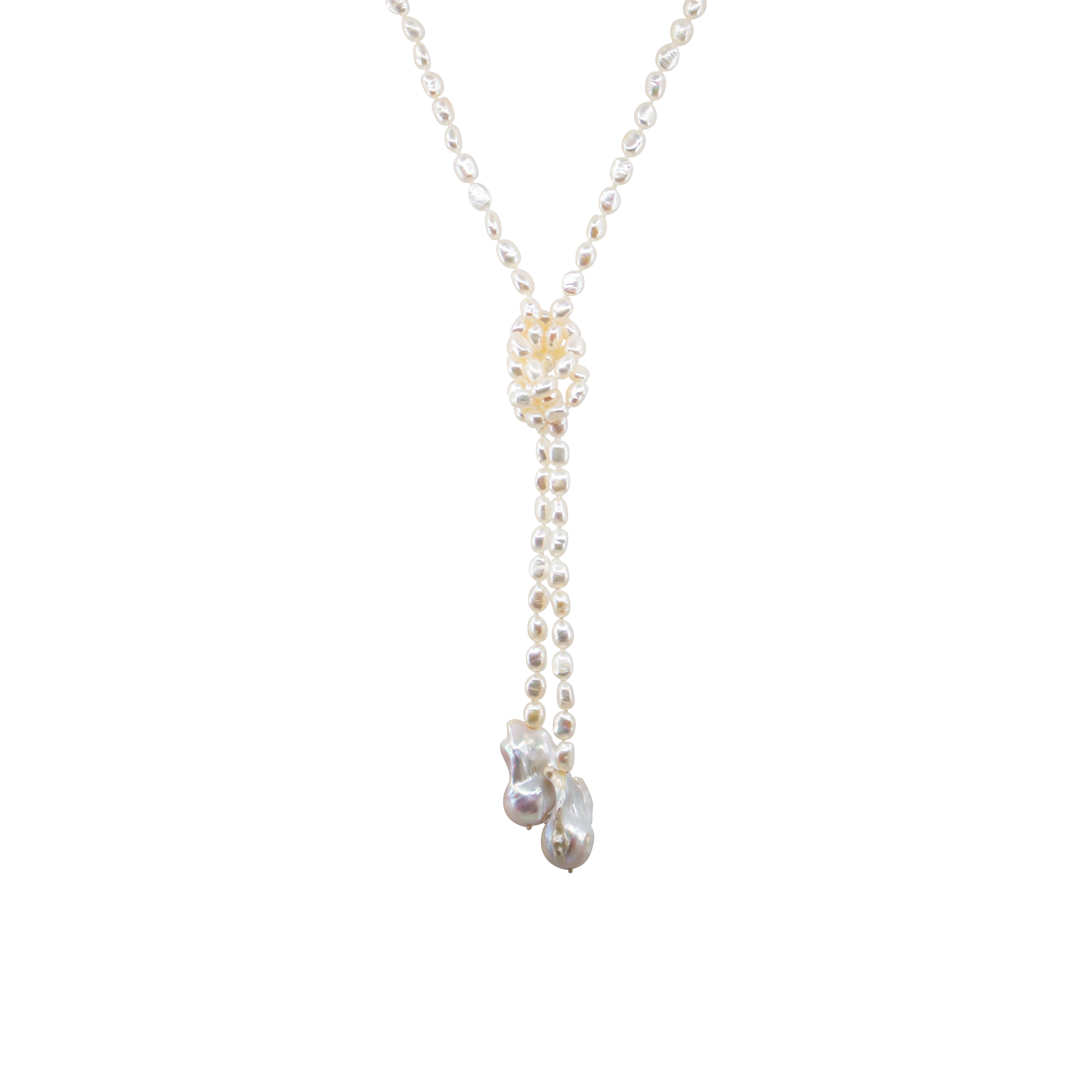 Denise Necklace (White Pearls, Tie)