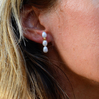 Mikala - Gold-Tone Beads and Freshwater Pearl Drop Earrings