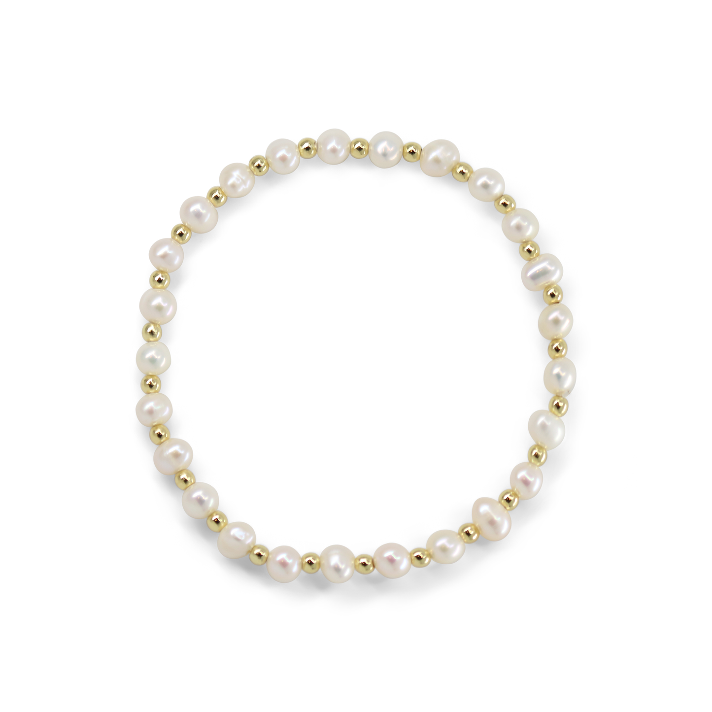 Flores - Gold-Tone Bead and Freshwater Pearl Stretch Bracelet