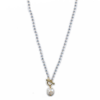 Irene - Petite Gold-Tone Chain, Crystals and Freshwater Pearl Necklace