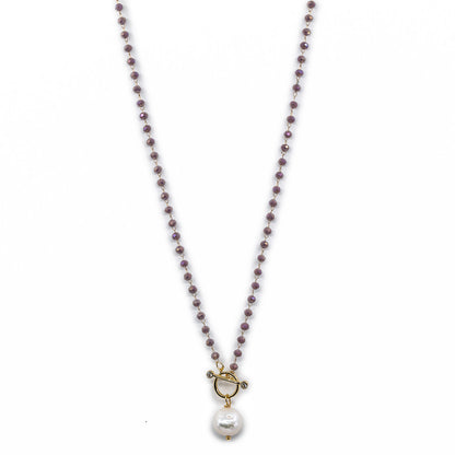 Irene - Petite Gold-Tone Chain, Crystals and Freshwater Pearl Necklace