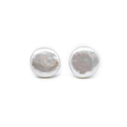 Kalea - Freshwater Pearl Coin Stud Earrings