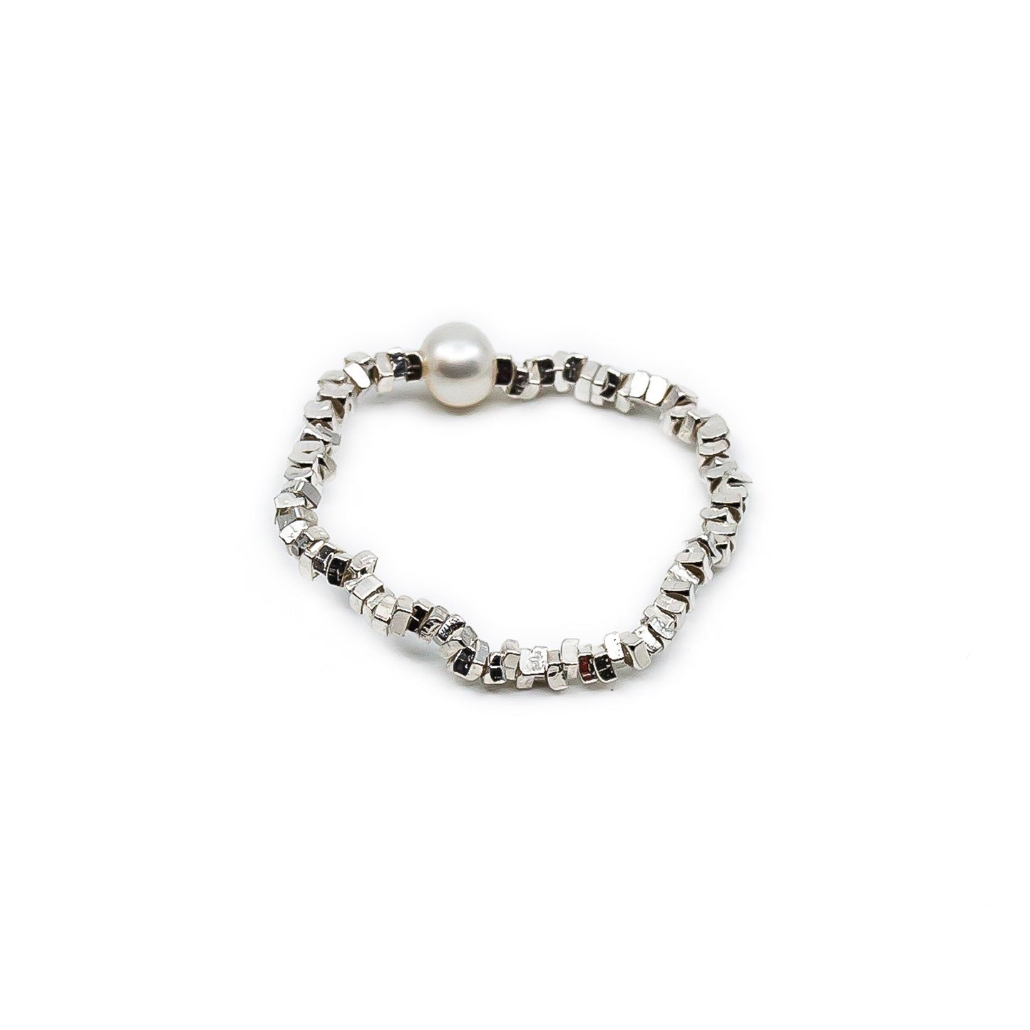 Lainey - Freshwater Pearl and Sterling Silver Stretch Ring