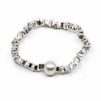 Lainey - Freshwater Pearl and Sterling Silver Stretch Ring