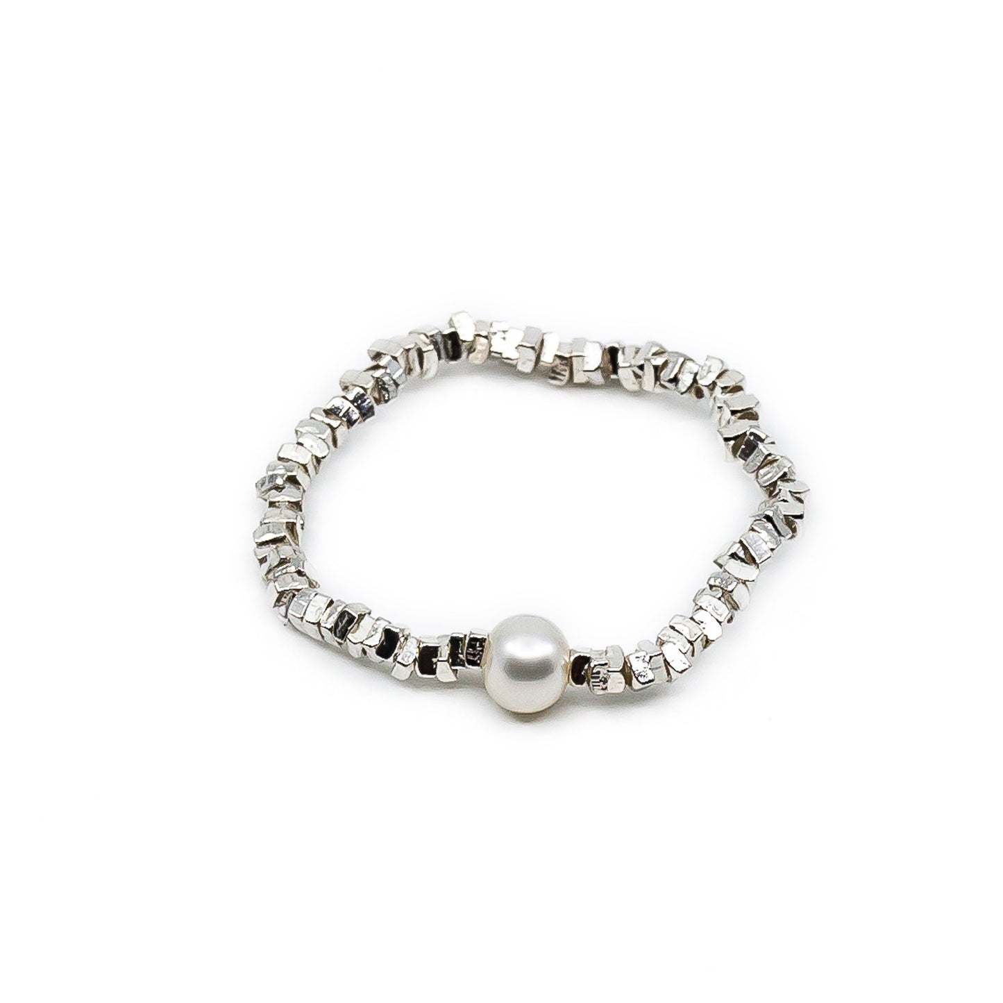 Lainey - Freshwater Pearl and Sterling Silver Stretch Ring