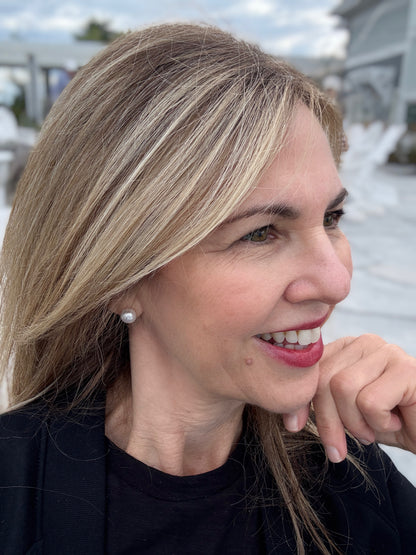 Laurene - Large Freshwater Pearl Sterling Silver Stud Earrings