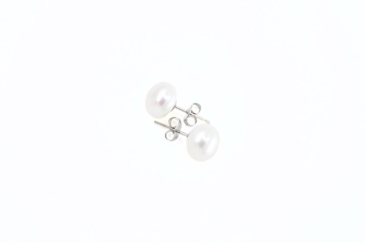 Laurene - Large Freshwater Pearl Sterling Silver Stud Earrings